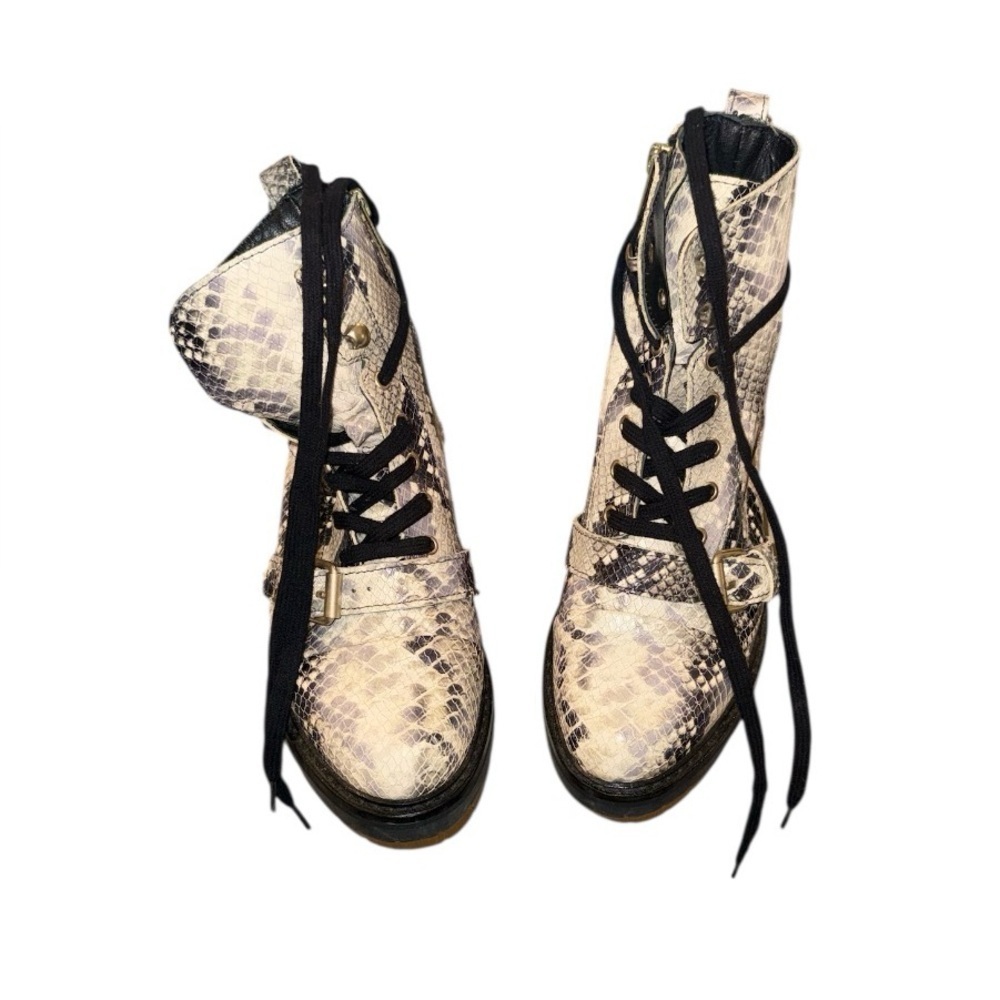 All Saints Donita Snakeskin Combat Boots - Picture 2 of 3